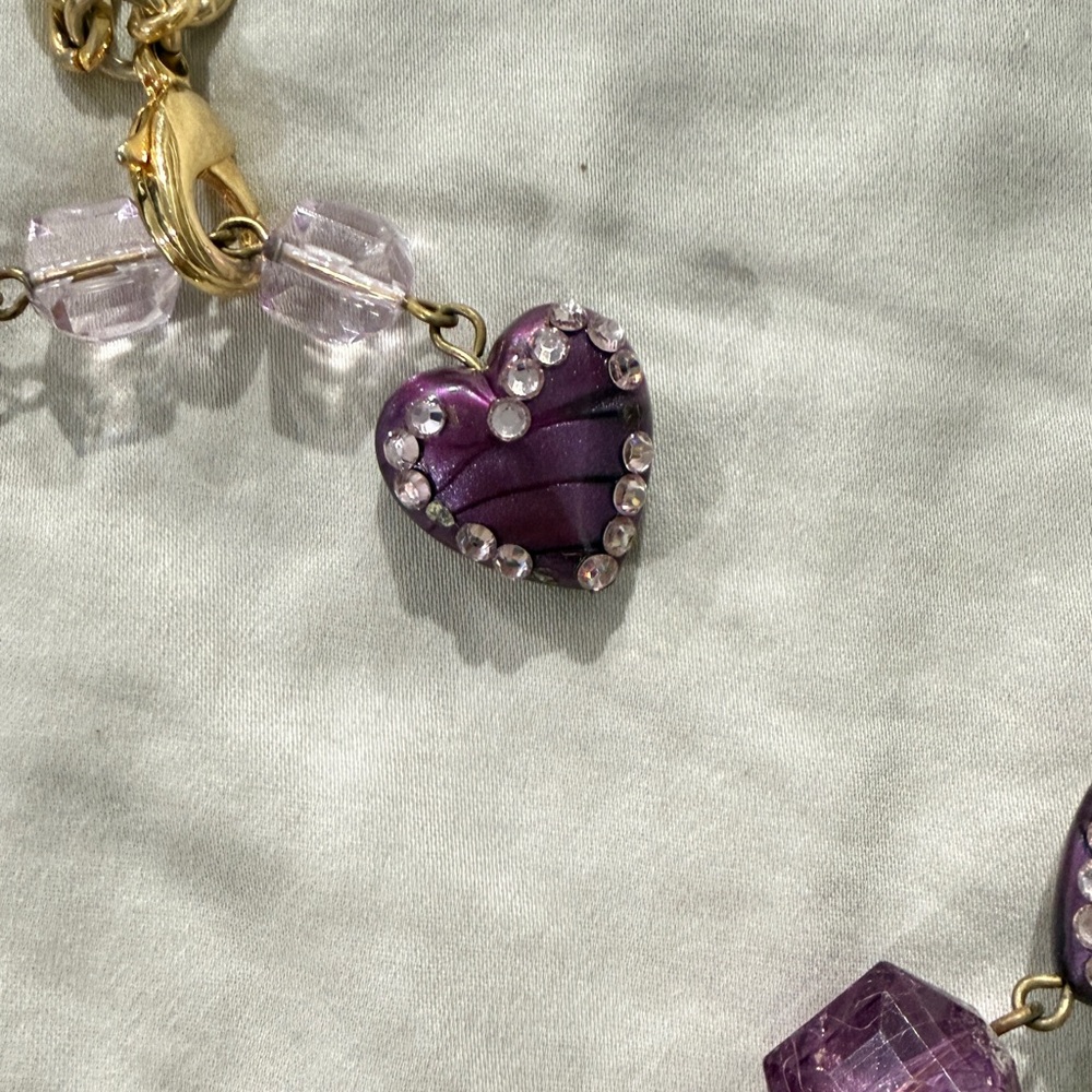 Tarina Tarintino Gold Green and Purple Heart Pendant Necklace and Bracelet Set - Picture 6 of 6